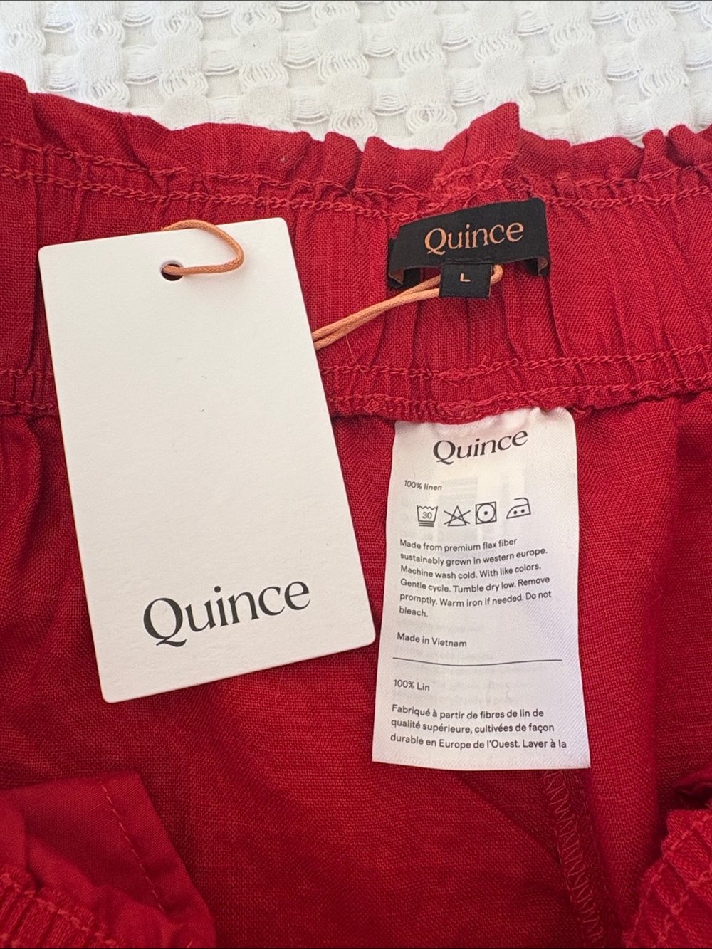 NWT Quince 100% European Linen Red High-Waist Preppy Shorts SZ L - Picture 3 of 8